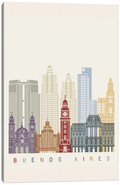 Buenos Aires II Skyline Poster Canvas Art Print - Buenos Aires