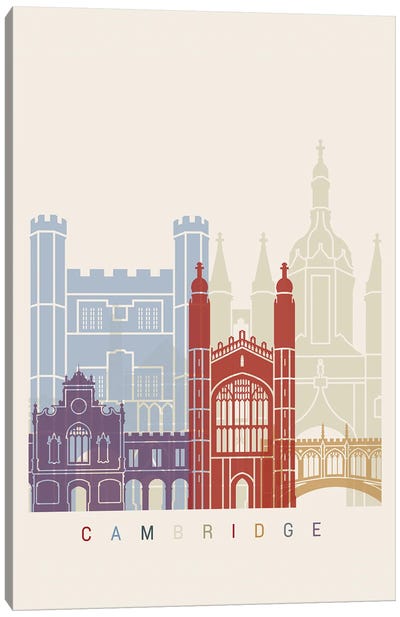 Cambridge Skyline Poster Canvas Art Print