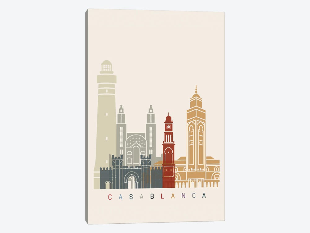 Casablanca Skyline Poster by Paul Rommer 1-piece Canvas Art