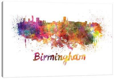 Birmingham Skyline In Watercolor Canvas Art Print