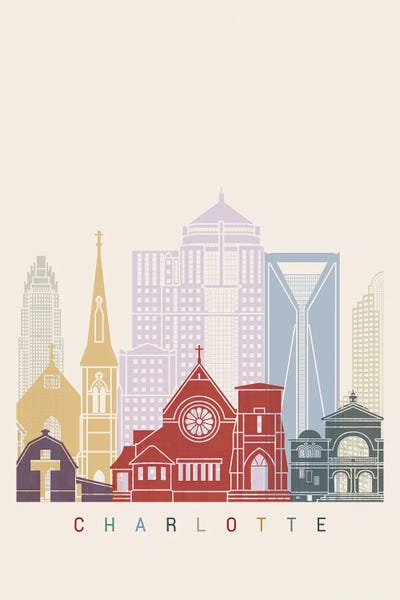 North Carolina: Charlotte II Skyline Poster by Paul Rommer