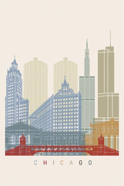 Paul Rommer: Chicago Skyline Poster by Paul Rommer