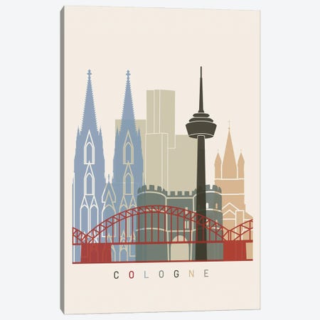 Cologne Skyline Poster Canvas Print #PUR955} by Paul Rommer Canvas Print