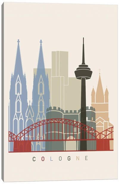 Cologne Skyline Poster Canvas Art Print