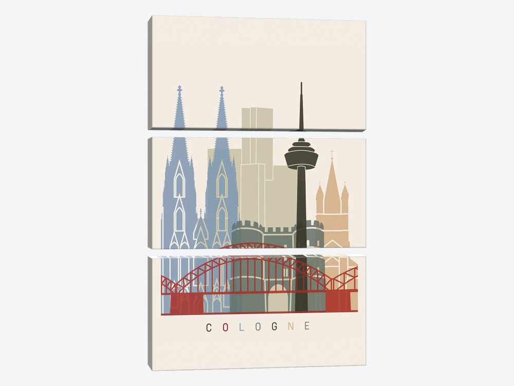Cologne Skyline Poster by Paul Rommer 3-piece Art Print
