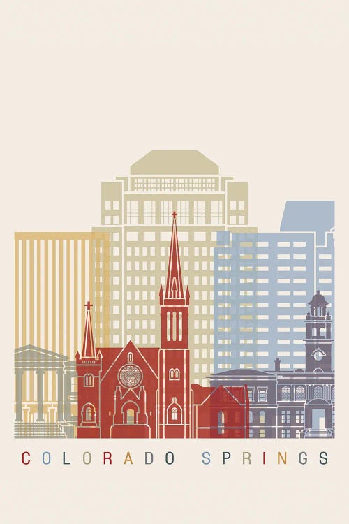 Colorado Springs Skyline Poster by Paul Rommer wall art