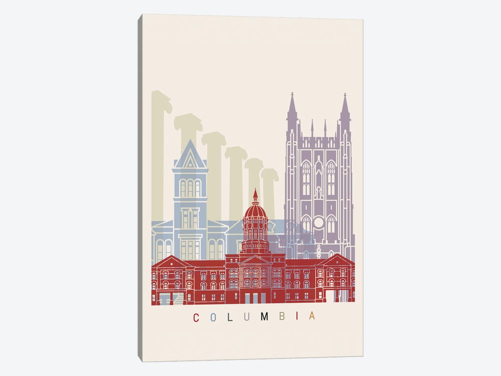 Columbia Skyline Poster by Paul Rommer 1-piece Canvas Print