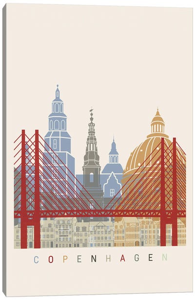 Copenhagen Skyline Poster Canvas Art Print - Denmark