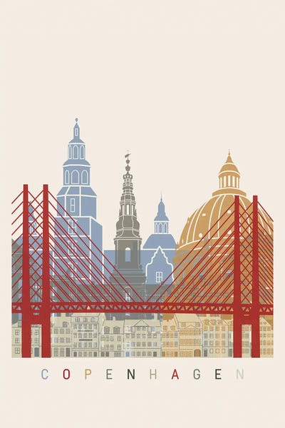 Denmark: Copenhagen Skyline Poster by Paul Rommer
