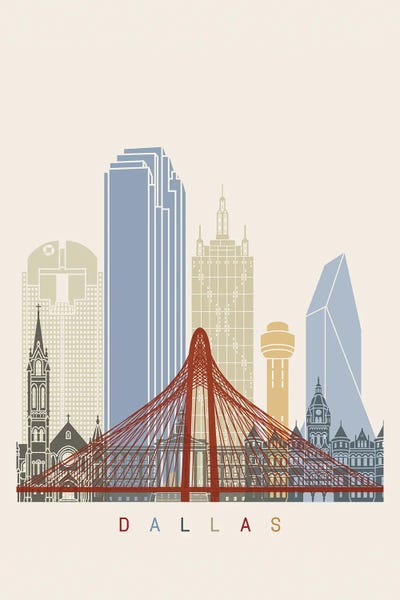 Paul Rommer: Dallas Skyline Poster by Paul Rommer