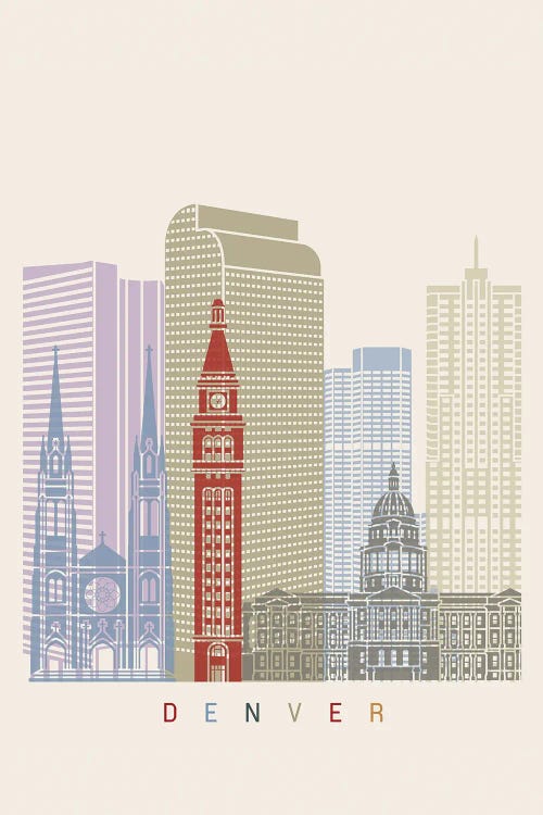 Denver Skyline Poster by Paul Rommer wall art