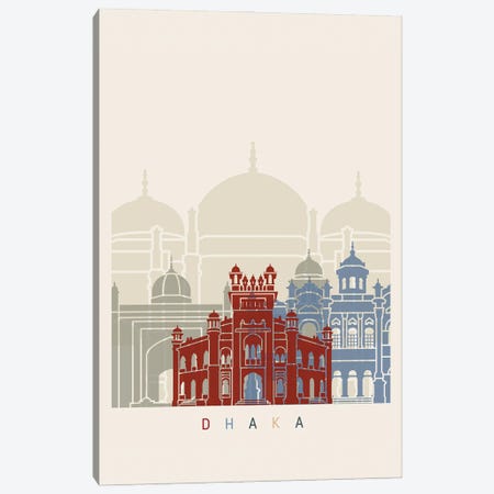 Dhaka Skyline Poster Canvas Print #PUR969} by Paul Rommer Canvas Print