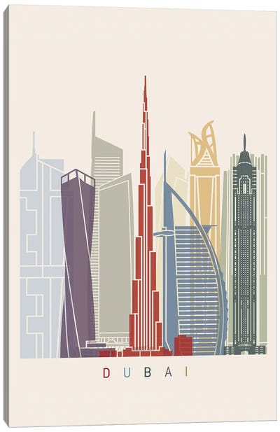 Dubai II Skyline Poster Canvas Art Print - United Arab Emirates Art