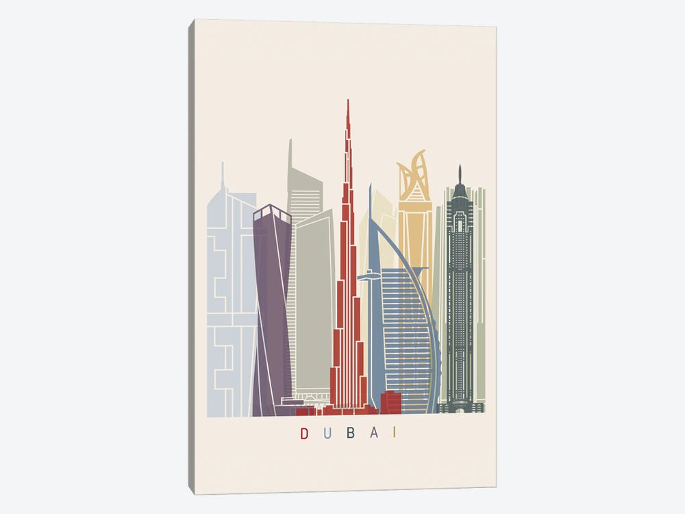 Dubai II Skyline Poster by Paul Rommer 1-piece Canvas Print