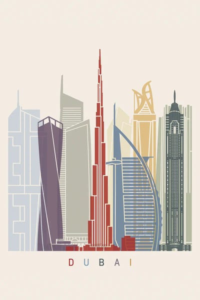 Paul Rommer: Dubai II Skyline Poster by Paul Rommer