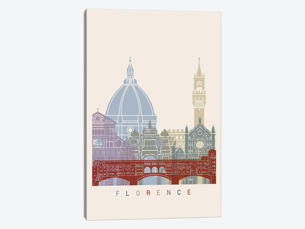 Florence Skyline Poster by Paul Rommer 1-piece Canvas Art Print