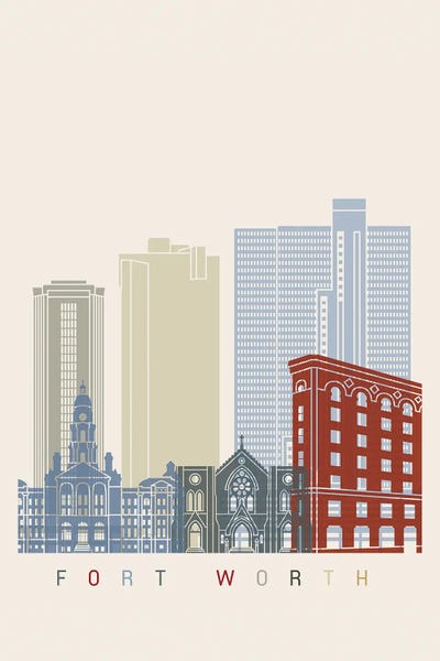 Fort Worth: Fort Worth Skyline Poster by Paul Rommer