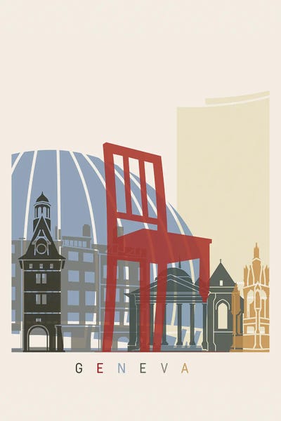 Geneva Skyline Poster by Paul Rommer canvas print