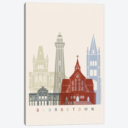 Georgetown Skyline Poster Canvas Print #PUR988} by Paul Rommer Canvas Art Print