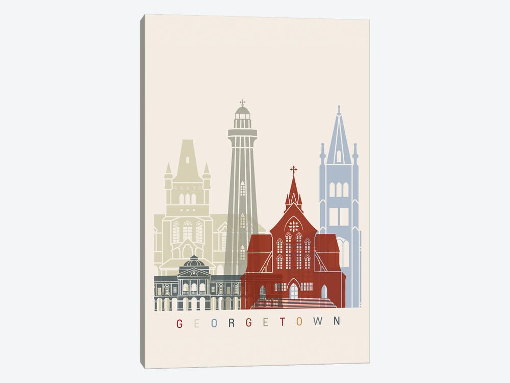 Georgetown Skyline Poster by Paul Rommer 1-piece Art Print