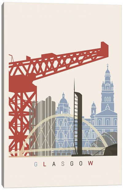 Glasgow Skyline Poster Canvas Art Print - Glasgow