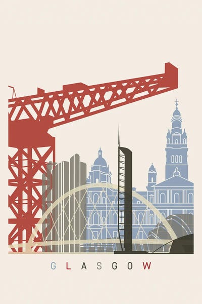Scotland: Glasgow Skyline Poster by Paul Rommer
