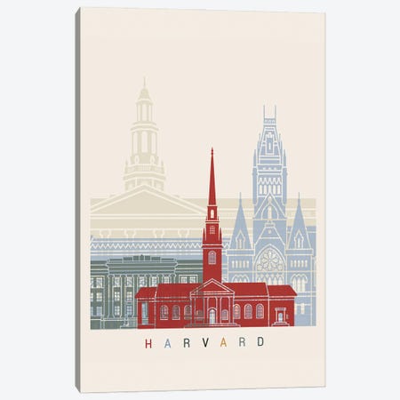 Harvard Skyline Poster Canvas Print #PUR997} by Paul Rommer Canvas Art Print