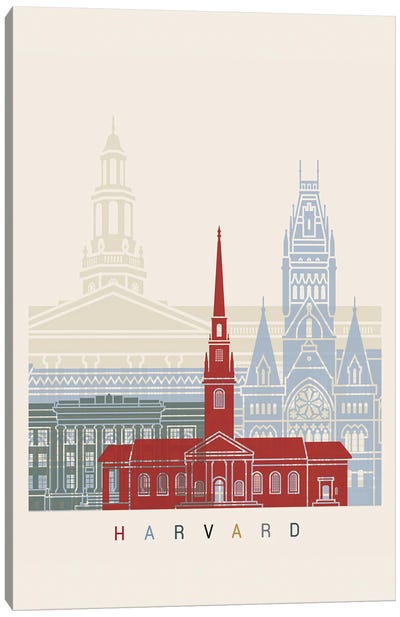 Harvard Skyline Poster Canvas Art Print - Massachusetts Art