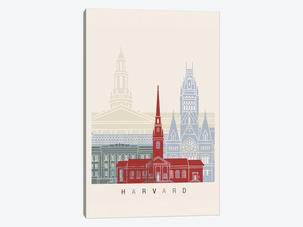 Harvard Skyline Poster by Paul Rommer 1-piece Canvas Print