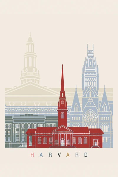 Massachusetts: Harvard Skyline Poster by Paul Rommer