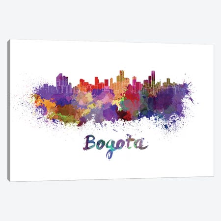 Bogota Skyline In Watercolor Canvas Print #PUR99} by Paul Rommer Canvas Print