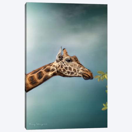 Blue Sky Giraffe Canvas Print #PWG141} by Patsy Weingart Canvas Artwork