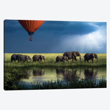 Elephants On Safari Canvas Print #PWG156} by Patsy Weingart Canvas Artwork