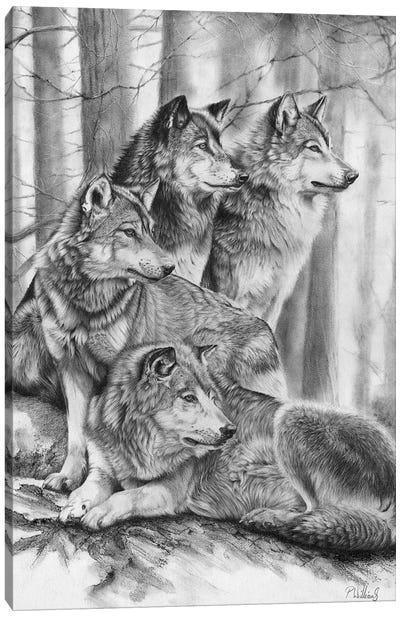 Wolf Pack Canvas Art Print - Native American Décor