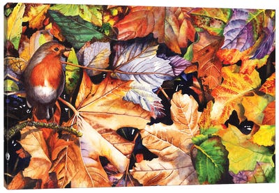 Autumn Blaze Canvas Art Print - Intricate Watercolors