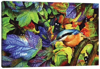 Autumn Blues Canvas Art Print - Intricate Watercolors