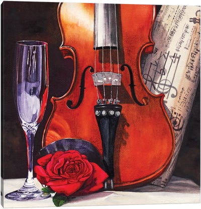 After The Serenade Canvas Art Print - Violin Art