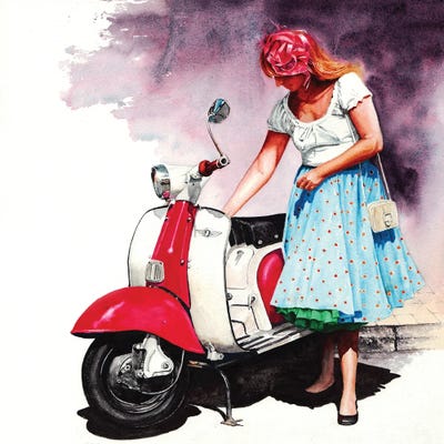 Fifties Lambretta Girl by Peter Williams canvas print