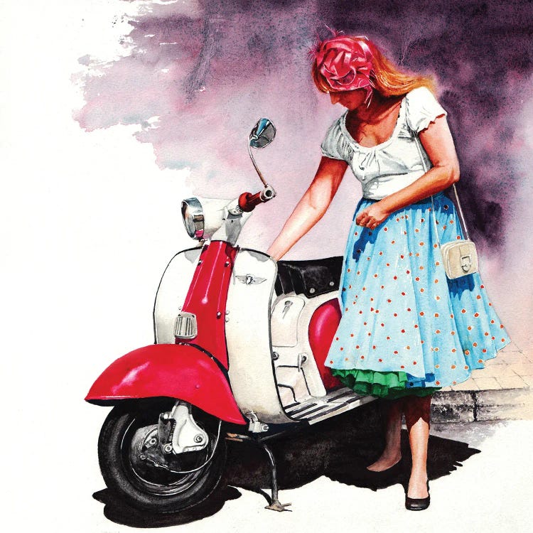 Fifties Lambretta Girl by Peter Williams wall art