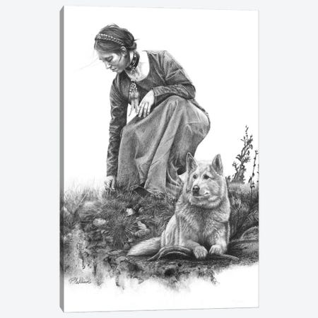 Guardian Spirit Wolf Drawing Canvas Print #PWI210} by Peter Williams Canvas Print
