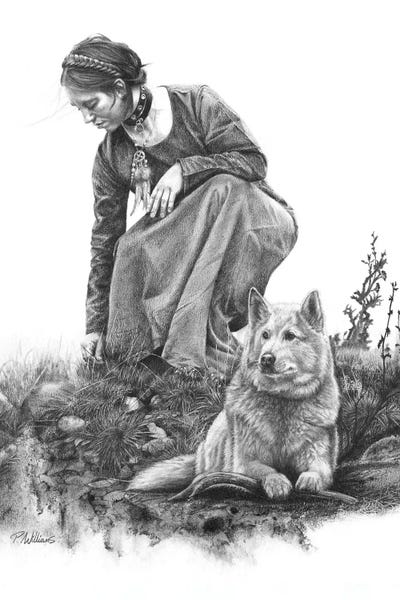 Wild Spirit: Guardian Spirit Wolf Drawing by Peter Williams