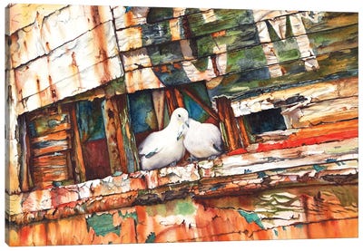 The Dove Boat Canvas Art Print - Dove & Pigeon Art