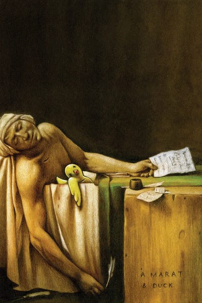 Satirical Humor: Death Of Marat And Duck by Pawel Kuczynski