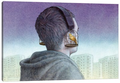 Headphones Canvas Art Print - Pawel Kuczynski