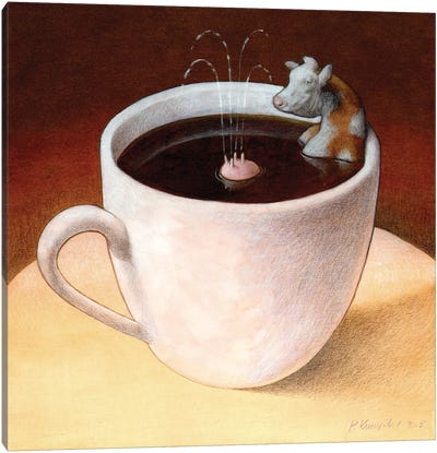 Coffee With Milk Canvas Art Print - Witty Humor Art