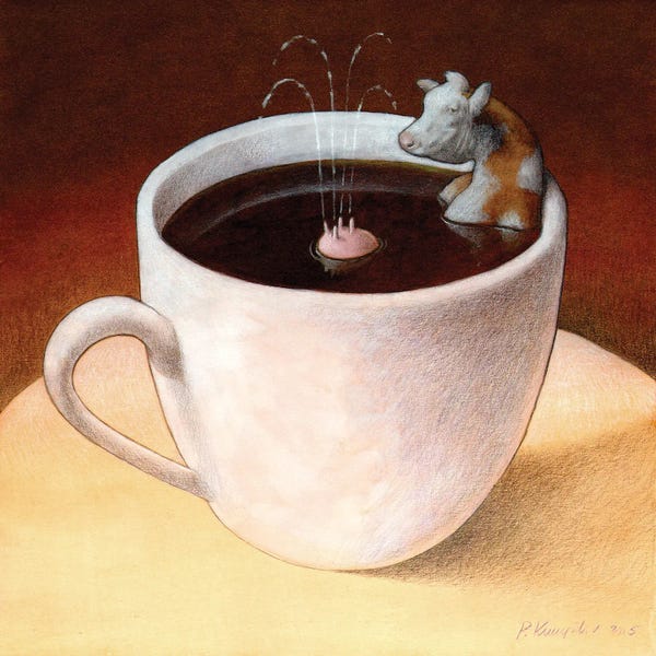 Witty Humor: Coffee With Milk by Pawel Kuczynski
