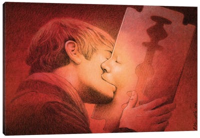 Kiss Canvas Art Print - Pawel Kuczynski