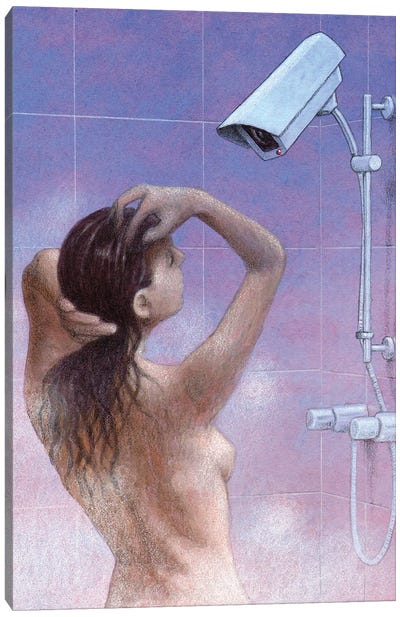 Shower Canvas Art Print - Similar to Banksy
