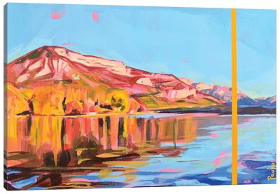 Lake Annecy Canvas Art Print - Pops of Pink