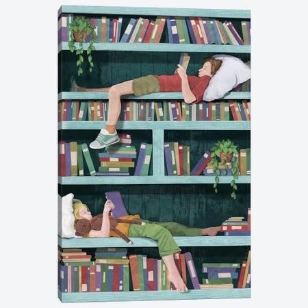 Bookshelf Wonder Canvas Print #PWR30} by Peter Walters Canvas Artwork